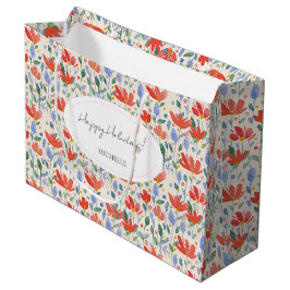 Waterverf Aquarel van Wilde Bloemen in Zoete Rode  Groot Cadeauzakje