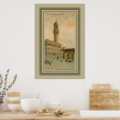 Waterverf aquarelle Florence Palazzo Vecchio Poster (Keuken)