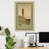 Waterverf aquarelle Florence Palazzo Vecchio Poster (Thuiskantoor)