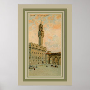 Waterverf aquarelle Florence Palazzo Vecchio Poster