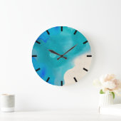 Waterverf Aquarelle Turquoise Blue Creamy Ocean Grote Klok (Huis)