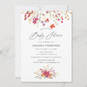 Waterverf Aquarelle Wild Flower Baby shower Kaart (Voorkant)