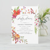 Waterverf Aquarelle Wild Flower Baby shower Kaart (Staand voorkant)
