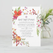Waterverf Aquarelle Wild Flower Bat Mitzvah Kaart (Staand voorkant)
