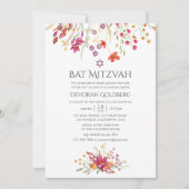Waterverf Aquarelle Wild Flower Bat Mitzvah Kaart (Voorkant)