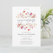 Waterverf Aquarelle Wild Flower Engagement Party Kaart (Staand voorkant)