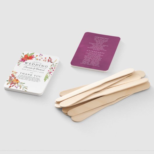 Waterverf Aquarelle Wild Flower Wedding Handwaaier (Niet-gemonteerd)