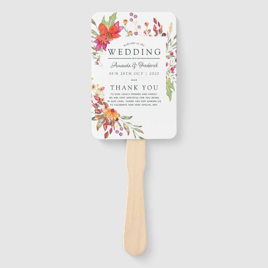 Waterverf Aquarelle Wild Flower Wedding Handwaaier (Voorkant)