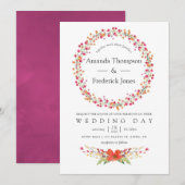 Waterverf Aquarelle Wild Flower Wedding Kaart (Voorkant / Achterkant)