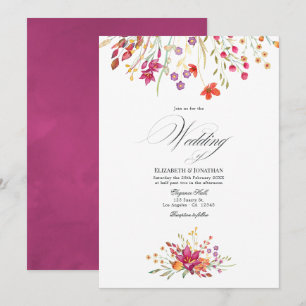 Waterverf Aquarelle Wild Flower Wedding Kaart