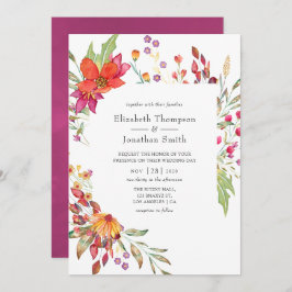 Waterverf Aquarelle Wild Flower Wedding Kaart