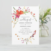 Waterverf Aquarelle Wild Flower Wedding Kaart (Staand voorkant)