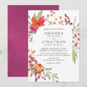 Waterverf Aquarelle Wild Flower Wedding Kaart (Voorkant / Achterkant)