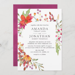 Waterverf Aquarelle Wild Flower Wedding Kaart