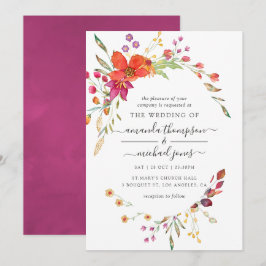Waterverf Aquarelle Wild Flower Wedding Kaart