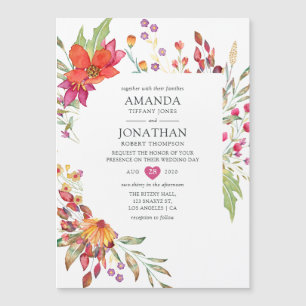 Waterverf Aquarelle Wild Flower Wedding Magnetische Uitnodiging