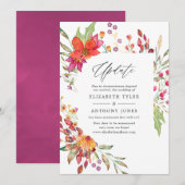 Waterverf Aquarelle Wild Flower Wedding Update Kaart (Voorkant / Achterkant)