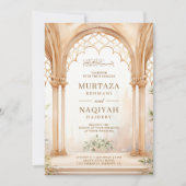 Waterverf Arabische Lattice Arch Moslim Bruiloft Kaart (Voorkant)