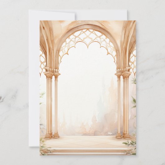 Waterverf Arabische Lattice Arch Moslim Bruiloft Kaart (Achterkant)