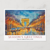Waterverf Arc de Triomphe Paris Reizen Kerstmis Feestdagenkaart (Voorkant)