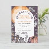 Waterverf Arch Halloween Pumpkin Costumes Party Kaart (Staand voorkant)