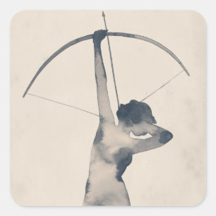 Waterverf Archeress Vierkante Sticker