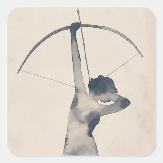 Waterverf Archeress Vierkante Sticker (Voorkant)