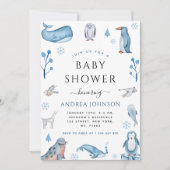 Waterverf Arctic Animals Winter Xmas Baby shower Kaart (Voorkant)