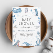 Waterverf Arctic Animals Winter Xmas Baby shower Kaart
