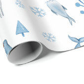 Waterverf Arctic Animals Winterthema Verjaardag Cadeaupapier (Rol Hoek)