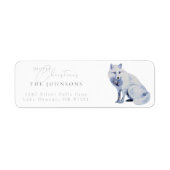 Waterverf Arctic Fox Christmas Retouradres Etiket (Voorkant)