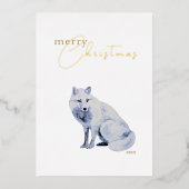 Waterverf Arctic Fox Corporate Christmas Folie Feestdagenkaart (Voorkant)