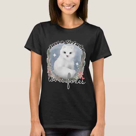Waterverf Arctic Fox - Gewoon een meisje dat van v T-shirt (Voorkant)