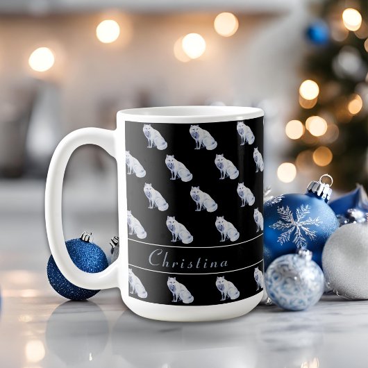 Waterverf Arctic Fox Kerstpatroon Aanpassen Koffiemok