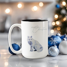 Waterverf Arctic Fox Vrolijk kerstfeest Tweekleurige Koffiemok