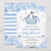 Waterverf Arctic Penguin Floral Baby shower Kaart (Voorkant / Achterkant)