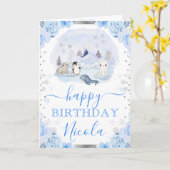 Waterverf Arctische Dieren Bloemendag Kaart (Gele Bloem)