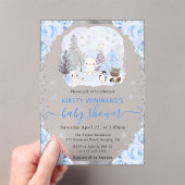Waterverf Arctische Dieren Floral Baby shower Acryl Uitnodigingen (Insitu (Draagbaar))