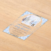 Waterverf Arctische Dieren Floral Baby shower Acryl Uitnodigingen (Laagn)