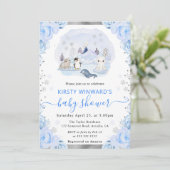 Waterverf Arctische Dieren Floral Baby shower Kaart (Staand voorkant)