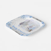 Waterverf Arctische Dieren Floral Baby shower Papieren Bordje (Gebogen)