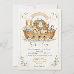 Waterverf Ark Dieren Baby Shower Kaart