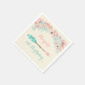 Waterverf Arrow Feathers Flowers Pink Peach Mint Servetten (Hoek)