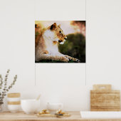 *~* Waterverf Art AP23 Artistieke LIONESS Poster (Keuken)