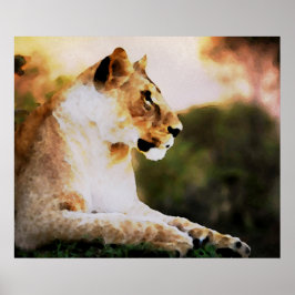 *~* Waterverf Art AP23 Artistieke LIONESS Poster