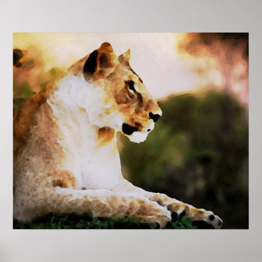 *~* Waterverf Art AP23 Artistieke LIONESS Poster (Voorkant)