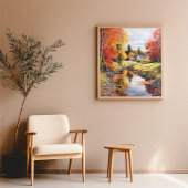 Waterverf Art Autumn Creek in Vermont Poster