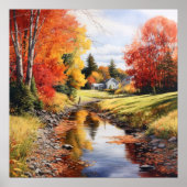 Waterverf Art Autumn Creek in Vermont Poster (Voorkant)