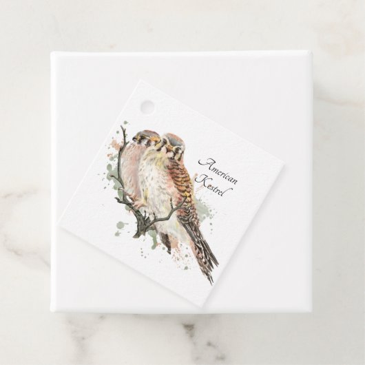 Waterverf Art Birding Kestrel Couple Bedankjes Labels (In situ)