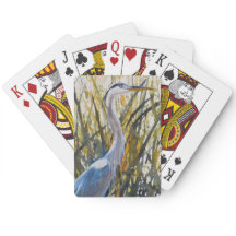 Waterverf Art Blue Heron in hoog gras